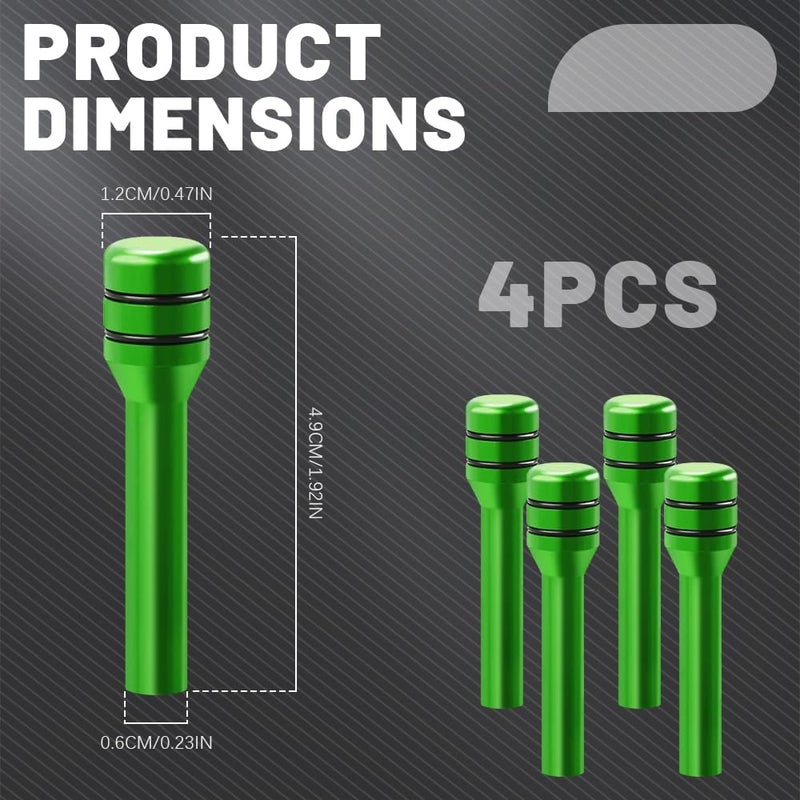 HEVLE 4PCS Car Door Lock Knobs, Vehicle Door Lift Bolt, Aluminum Alloy Doors Lock Cover Decor, 0.47" x 1.93" Automotive Door Lock Switches, Universal Car Accessories Safety Door Lock Pin (Green) - Image 2